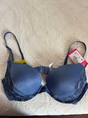 Maidenform Convertible push up Navy Blue Lace-Trim T-Shirt Bra